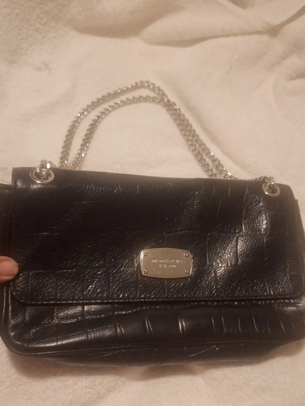 Black Quilted Leather Chain-Handle Shoulder Bag